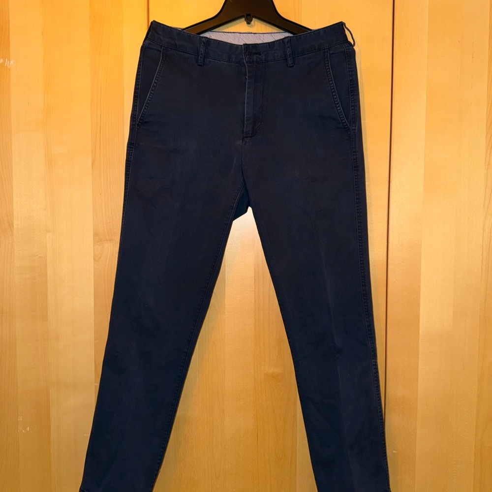 Navy Blue Chino Pants Slim Straight Leg